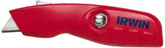 Irwin - Retractable Utility Knife - Red Handle, 2 Blades Included - Exact Tooling