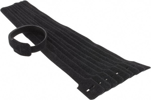 Thomas & Betts - 13" Long Black Nylon & Polyethylene Hook & Loop Strap - 50 Lb Tensile Strength, 1/16" Thick, 88.9mm Max Bundle Diam - Exact Tooling