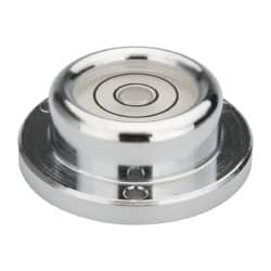 Geier & Bluhm, Inc. - 1-7/16 Inch Base Diameter x 0.52 Inch Overall Height, 2 Circles, Brass Bull's Eye Circular Level - 7.00mm Vial Diameter, 3/4 Inch Inner Diameter, 0.12 Inch Mounting Hole Diameter, 24 min Sensitivity, -40 to 165°F - Exact Tooling