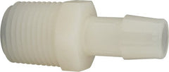 Made in USA - 1/2" Barb, 1/2, Nylon Single Barbed Tube Adapter - Natural, Male - Exact Tooling