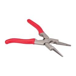 Harris Products - 8-1/2" OAL, 1-3/4" Jaw Length, Long Nose Side Cutting Welder's Pliers - Serrated Jaw, Needle Nose Head, Rubber Grip Handles, with Spring - Exact Tooling