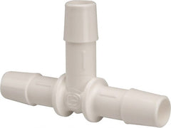 Made in USA - 3/8" Barb, Polypropylene Single Barbed Tube Tee - White - Exact Tooling