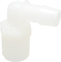 Made in USA - 1/2" Barb, 1/2, Kynar Single Barbed Tube Elbow - Natural, Male - Exact Tooling