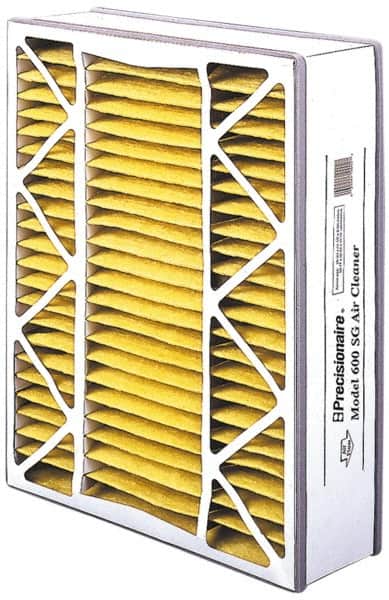 Made in USA - 16" Noml Height x 25" Noml Width x 5" Noml Depth, 35 to 45% Capture Efficiency, Wire-Backed Pleated Air Filter - MERV 8, Cotton/Polyester, Integrated Beverage Board Frame, 300 Max FPM, 833 CFM, For Honeywell 203719 - Exact Tooling