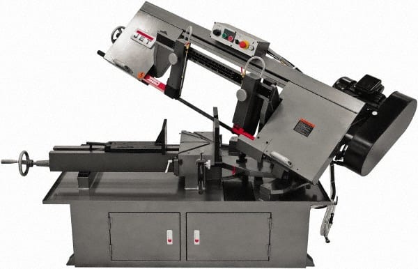 Jet - 10 x 17" Max Capacity, Manual Step Pulley Horizontal Bandsaw - 50, 125, 200 & 275 SFPM Blade Speed, 230 Volts, 60°, 2 hp, 1 Phase - Exact Tooling