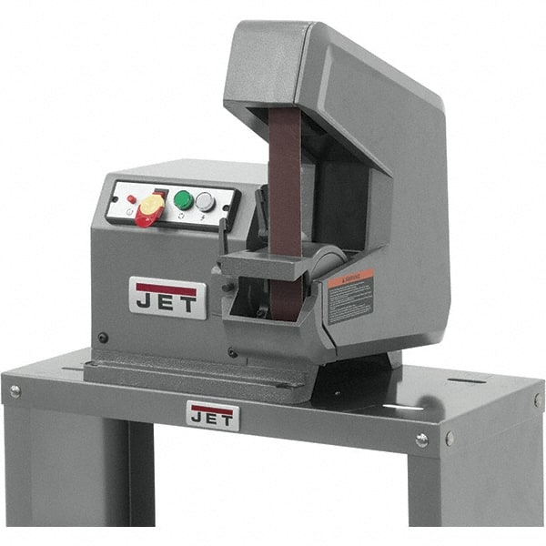 Jet - 60" Long x 2" Wide Belt Grinder - 1-1/2 hp, 115/230 Volts, 4,400 RPM Disc Speed, Vertical Belt, 8,000 Ft per min Belt Speed - Exact Tooling