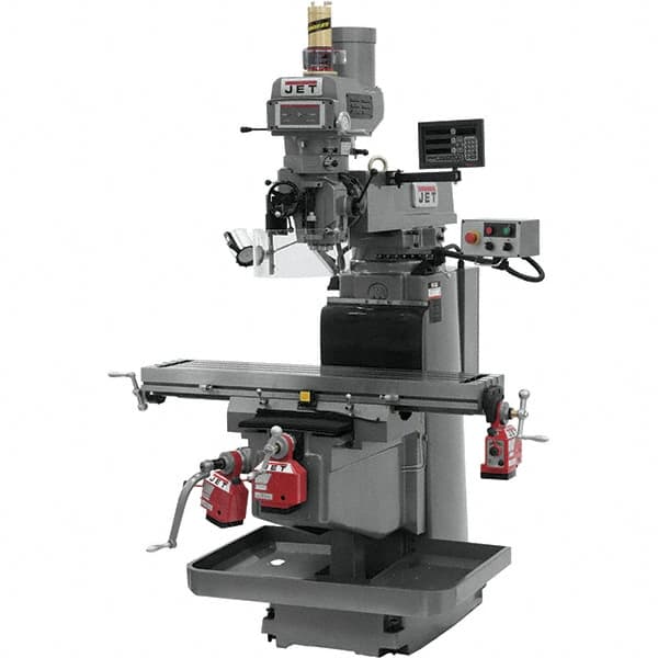 Jet - 54" Long x 12" Wide, 3 Phase Newall DP700 CNC Milling Machine - Variable Speed Pulley Control, NT40 Taper, 5 hp - Exact Tooling