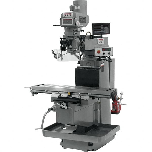 Jet - 54" Long x 12" Wide, 3 Phase Newall DP700 CNC Milling Machine - Variable Speed Pulley Control, NT40 Taper, 5 hp - Exact Tooling