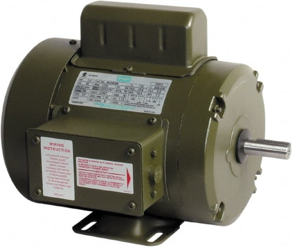 Leeson - 1 Max hp, 1,800 Max RPM, Capacitor Start Electric AC DC Motor - 115-208/230 V Input, Single Phase, 56 Frame, Rigid Base Mount, TEFC Enclosure - Exact Tooling