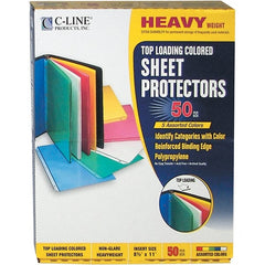 C-LINE - 50 Piece Assorted Colors Sheet Protectors-Ring Binder - 11" High x 8-1/2" Wide - Exact Tooling