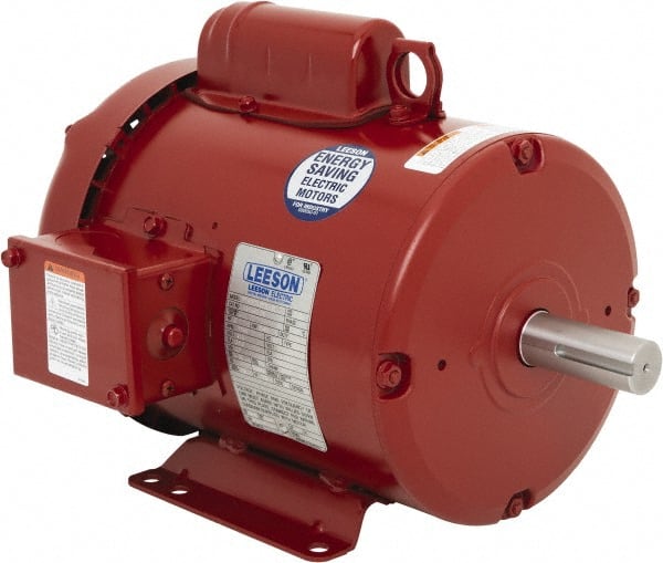 Leeson - 2 Max hp, 1,800 Max RPM, Electric AC DC Motor - 115/208-230 V Input, Single Phase, 182T Frame, 1-1/8" Shaft Diam, Rigid Base Mount, TEFC Enclosure - Exact Tooling