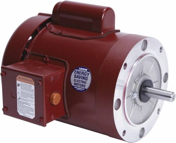 Leeson - 1 Max hp, 1,800 Max RPM, Electric AC DC Motor - 115/208-230 V Input, Single Phase, 56C Frame, 5/8" Shaft Diam, C-Face Mount, TEFC Enclosure - Exact Tooling