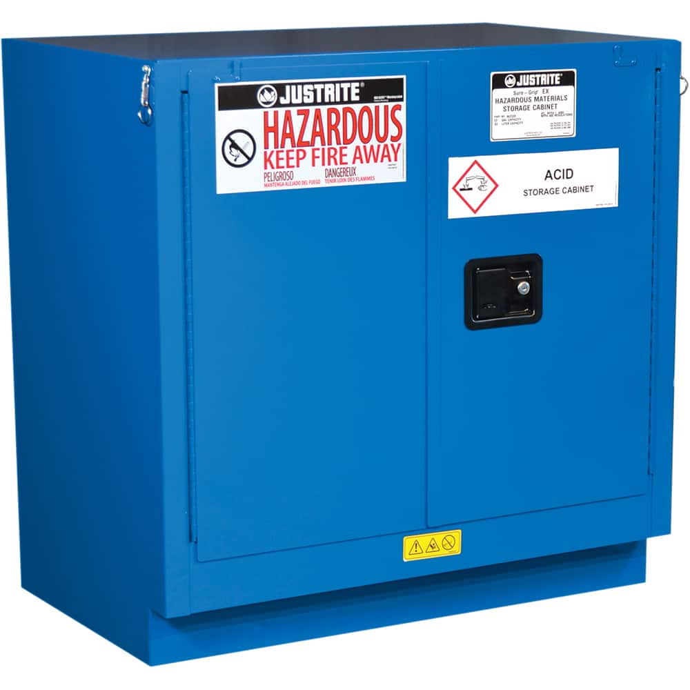 Justrite - 2 Door 1 Shelf 22 Gal Space Saver Safety Cabinet for Flammable Substances - Exact Tooling