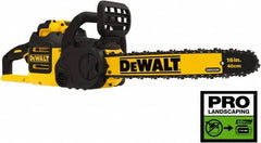 DeWALT - 40 Volt, 50 Ft/sec, Battery Powered Chainsaw - 16" Guide Bar Length, 7,500 RPM, 3/8" Chain Pitch, 0.043 Chain Gauge - Exact Tooling