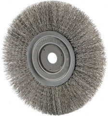 Weiler - 8" OD, 3/4" Arbor Hole, Crimped Stainless Steel Wheel Brush - 0.0118" Filament Diam - Exact Tooling