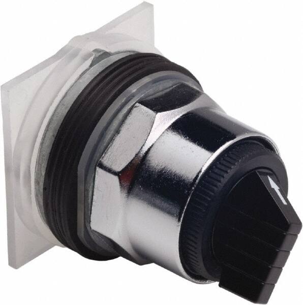 Schneider Electric - 30mm Mount Hole, 2 Position, Knob and Pushbutton Operated, Selector Switch Only - Black, Momentary (MO), without Contact Blocks, Weatherproof and Dust and Oil Resistant - Exact Tooling