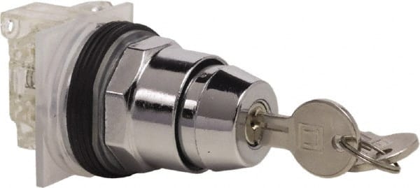Schneider Electric - 1.18 Inch Mount Hole, 3 Position, Knob and Pushbutton Operated, Selector Switch - Black, Momentary (MO), NO/NC, Weatherproof and Dust and Oil Resistant - Exact Tooling