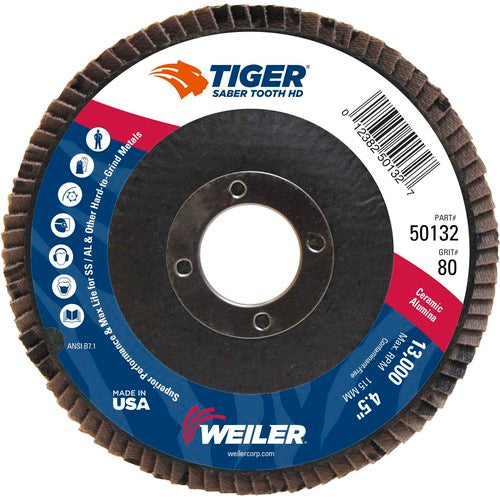4-1/2 Saber Tooth High Density Ceramic Abrasive, 80C, 7/8″ Arbor Hole - Exact Tooling