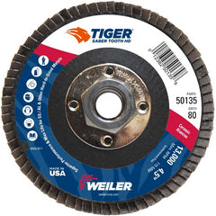 4-1/2 Saber Tooth High Density Ceramic Abrasive, 80C, 5/8″-11 UNC Nut - Exact Tooling