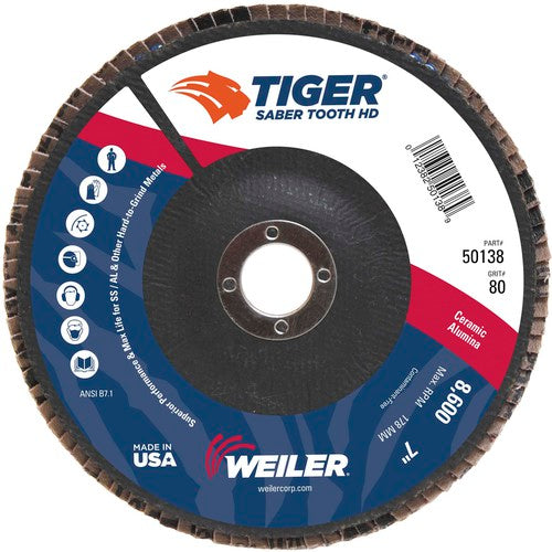 7″ Saber Tooth High Density Ceramic Abrasive, 80C, 7/8″ Arbor Hole - Exact Tooling