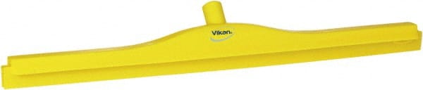Vikan - 27.6" Polypropylene Blade Floor Squeegee Frame - Threaded End, Double Edge, Yellow, Polypropylene Holder - Exact Tooling