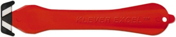 Klever Innovations - Fixed Safety Cutter - 1-1/4" Carbon Steel Blade, Red Plastic Handle, 1 Blade Included - Exact Tooling