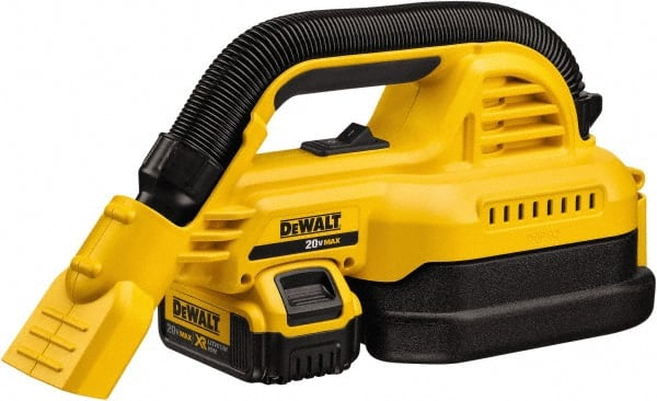 DeWALT - 0.5 Gal Plastic Tank, Battery Powered Wet/Dry Vacuum - 0.33 Peak hp, 20 Volt, 1-1/4" Hose Fitting, Cordless, HEPA Filter, Accessories Included - Exact Tooling