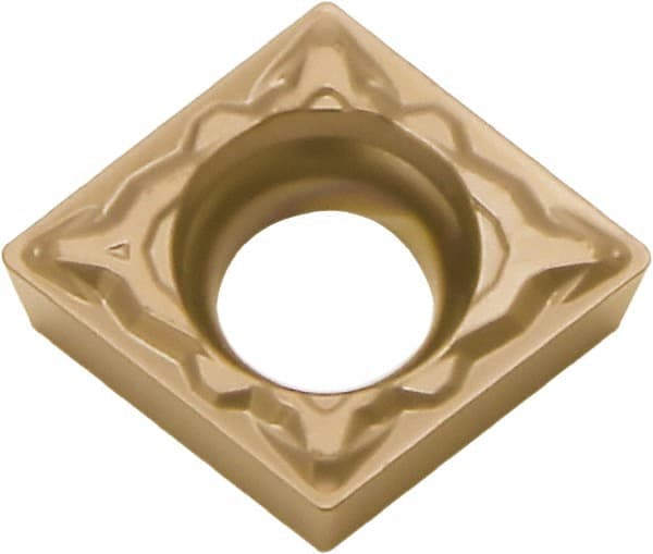 Kyocera - CCMT32.51 PP Grade PV720 Cermet Turning Insert - TiCN (Megacoat Nano) Finish, 80° Diamond, 3/8" Inscr Circle, 5/32" Thick, 1/64" Corner Radius - Exact Tooling