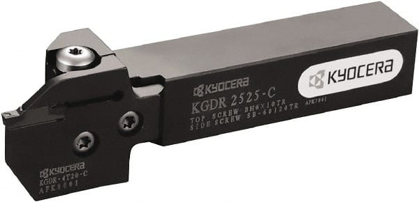 Kyocera - KGD, External, Right Hand, 24.9936mm Max Depth of Cut, 5 to 6mm Groove Width, Indexable Grooving Tool Holder - Multiple Insert Compatibility, 1" Shank Height, 1" Shank Width, 6.1" OAL - Exact Tooling