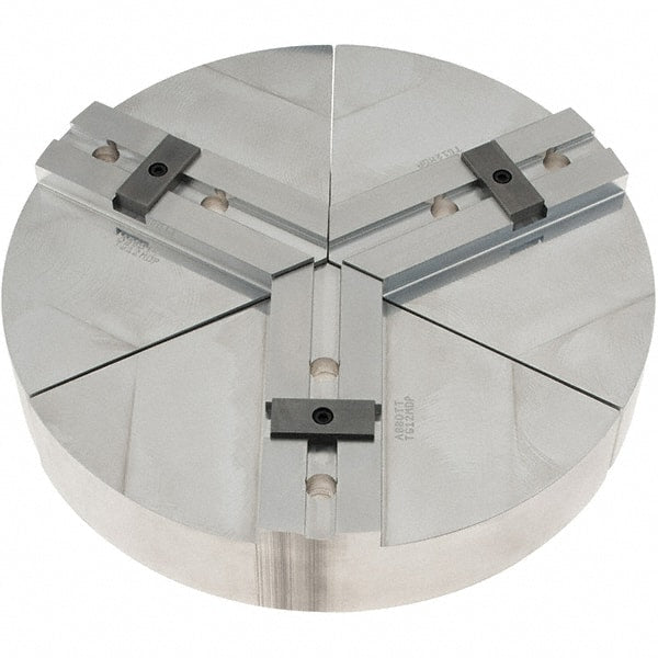 Abbott Workholding Products - 12" Max Chuck Capacity, Tongue & Groove Interface, Round Soft Lathe Chuck Jaw - 3 Jaw, Aluminum, 63.5mm Btw Mount Hole Ctrs, 12" Wide, 2" High, 12.7mm Groove, 1/2" Fastener - Exact Tooling