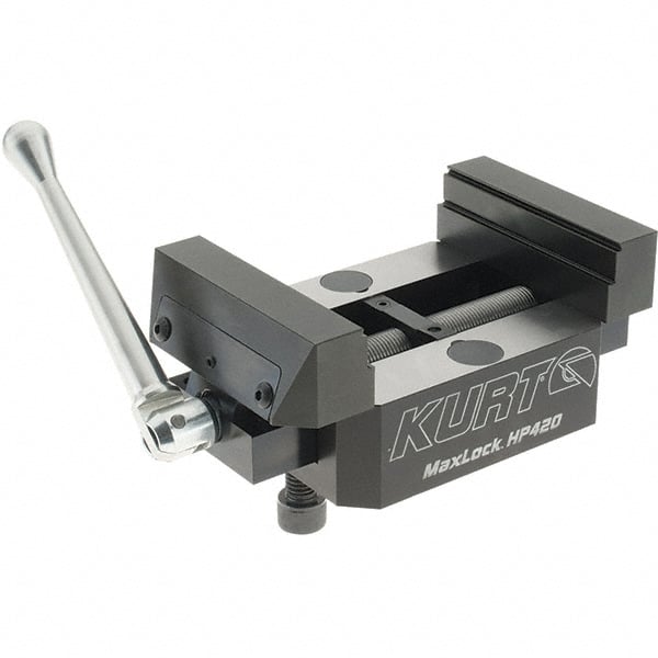 Kurt - 4" Jaw Width, 2.922" High x 5" Long x 4" Wide Vise - For Use with 5 Axis Workholding Systems - Exact Tooling