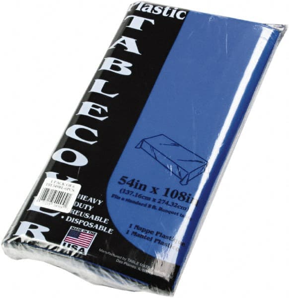 Tablemate Products - Table Set Rectangular Table Cover, Heavyweight Plastic, 54 x 108, Blue, 6/Pack - Exact Tooling