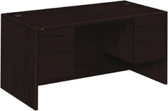 Hon - Woodgrain Laminate Double Pedestal Desk - 60" Wide x 30" Deep x 29-1/2" High, Mahogany - Exact Tooling