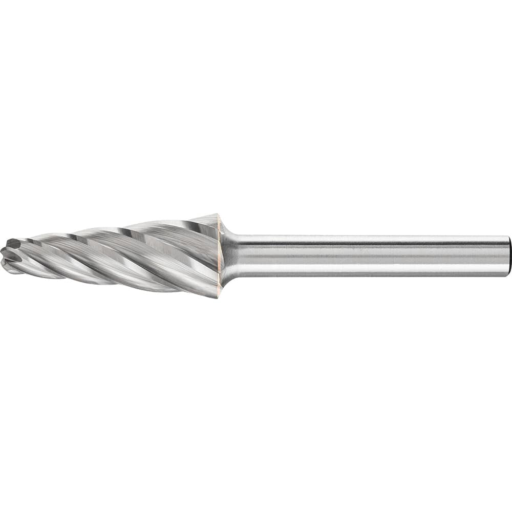 PFERD - SL-4, 1/2" Cut Diam, 1/4" Shank Diam, Carbide End Cut Aluma Cut Taper with Radius End Burr - Exact Tooling