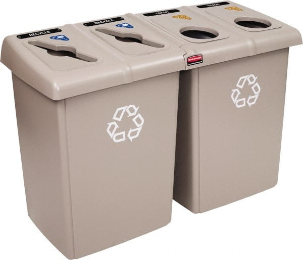 Rubbermaid - 92 Gal Beige Rectangle Recycling Container - Plastic, 902mm High x 1346.2mm Long x 24" Wide - Exact Tooling