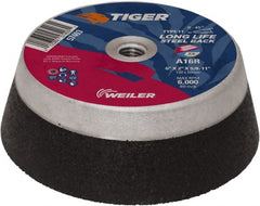 Weiler - 6" Diam, 5/8" Hole Size, 2" Overall Thickness, 16 Grit, Type 11 Tool & Cutter Grinding Wheel - Very Coarse Grade, Aluminum Oxide, R Hardness, Resinoid Bond, 6,000 RPM - Exact Tooling