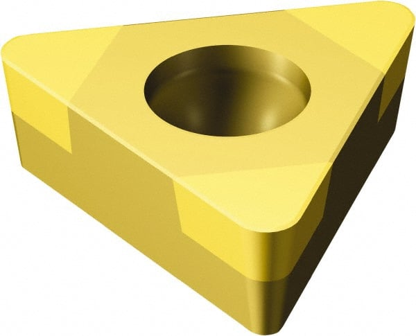Sandvik Coromant - TCGW221 Grade 7015 Carbide Turning Insert - TiN Finish, 60° Triangle, 1/4" Inscr Circle, 1/8" Thick, 1/64" Corner Radius - Exact Tooling