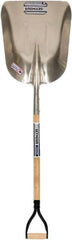 SEYMOUR-MIDWEST - 20" High x 15-1/8" Wide Square Aluminum Scoop - 36" Long Wood D-Grip Handle, No Step - Exact Tooling