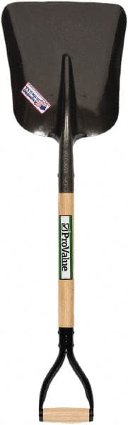 SEYMOUR-MIDWEST - 14" High x 11-1/4" Wide Square Steel Scoop - 26" Long Wood D-Grip Handle, No Step - Exact Tooling