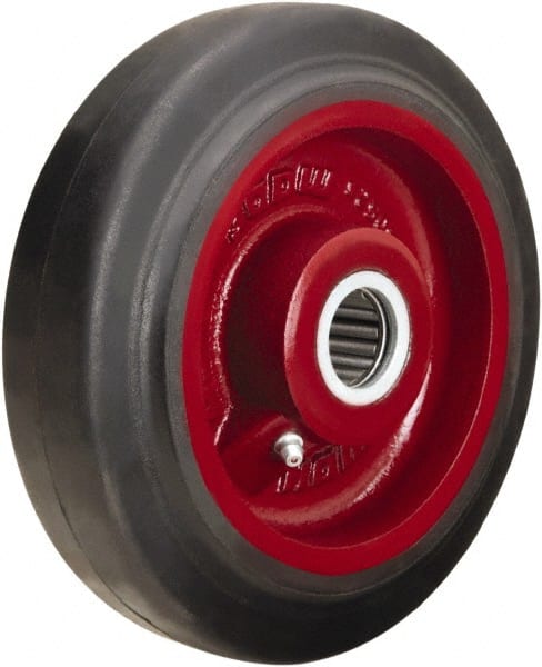 Hamilton - 7 Inch Diameter x 2 Inch Wide, Rubber on Cast Iron Caster Wheel - 450 Lb. Capacity, 2-1/4 Inch Hub Length, 5/8 Inch Axle Diameter, Straight Roller Bearing - Exact Tooling