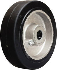 Hamilton - 6 Inch Diameter x 2 Inch Wide, Rubber on Aluminum Caster Wheel - 410 Lb. Capacity, 2-1/4 Inch Hub Length, 7/8 Inch Axle Diameter, Straight Roller Bearing - Exact Tooling