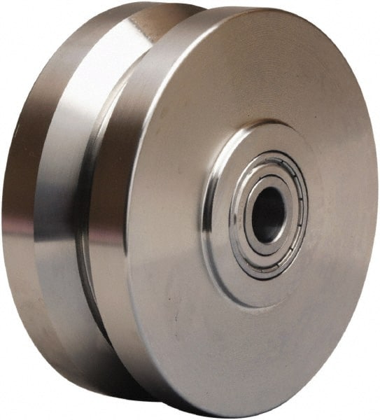 Hamilton - 5 Inch Diameter x 2 Inch Wide, Stainless Steel Caster Wheel - 900 Lb. Capacity, 2-1/4 Inch Hub Length, 3/4 Inch Axle Diameter, Plain Bore Bearing - Exact Tooling