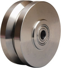 Hamilton - 5 Inch Diameter x 2 Inch Wide, Stainless Steel Caster Wheel - 900 Lb. Capacity, 2-1/4 Inch Hub Length, 3/4 Inch Axle Diameter, Plain Bore Bearing - Exact Tooling