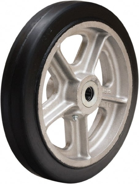 Hamilton - 10 Inch Diameter x 2 Inch Wide, Rubber on Aluminum Caster Wheel - 730 Lb. Capacity, 2-1/4 Inch Hub Length, 3/4 Inch Axle Diameter, Straight Roller Bearing - Exact Tooling