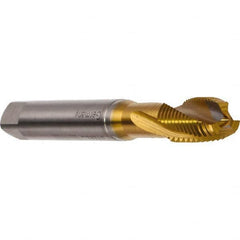Emuge - M5x0.80 Metric 3 Flute 6H Modified Bottoming Spiral Flute Tap - Cobalt, TiN Finish, 70mm OAL, Right Hand Flute, Right Hand Thread, Series Rekord DF - Exact Tooling