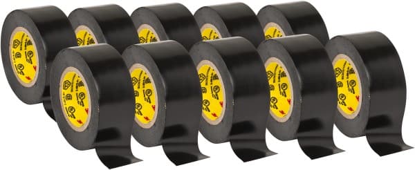 3M - 3/4" x 20', Black Vinyl Electrical Tape - 7 mil Thick, 1,150 V/mil Dielectric Strength - Exact Tooling