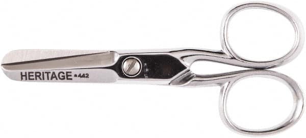Heritage Cutlery - 1-1/2" LOC, 4-1/4" OAL Chrome Plated Standard Scissors/Shears - Right Hand, Steel Straight Handle, For Heavy Patterns, Layers of Material, Materials with Pins - Exact Tooling