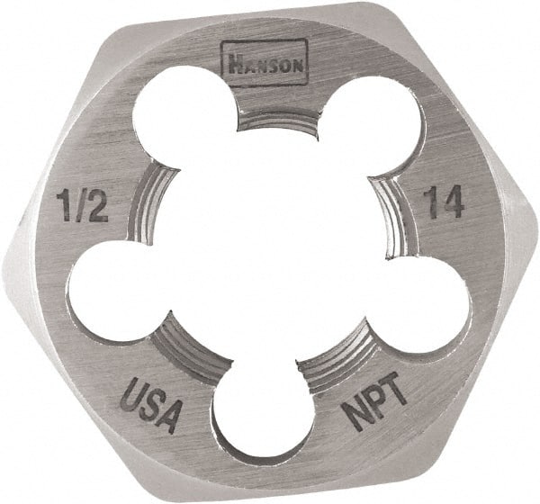 Irwin Hanson - 1/2-14 NPT Thread, Hex Pipe Die - Carbon Steel - Exact Tooling