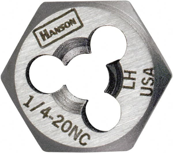 Irwin Hanson - 7/8-14 UNF Thread, 1-5/8" Hex, Left Hand Thread, Hex Rethreading Die - Carbon Steel, 7/8" Thick - Exact Tooling