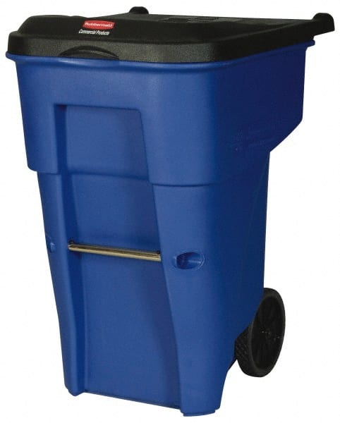 Rubbermaid - 65 Gal Blue Rectangle Trash Can - Polyethylene, 41.8" High x 32.3" Long x 25.3" Wide - Exact Tooling